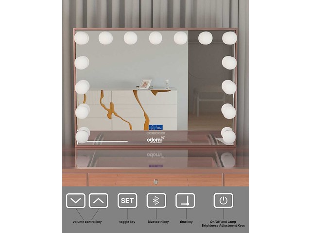 Vonato - glossy rose - kaptafel met verlichting - dressing table - afbeelding 13 van  33