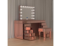 Vonato - glossy rose - kaptafel met verlichting - dressing table - afbeelding 19 van  33