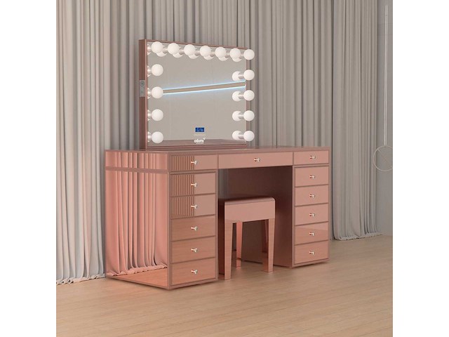 Vonato - glossy rose - kaptafel met verlichting - dressing table - afbeelding 31 van  33