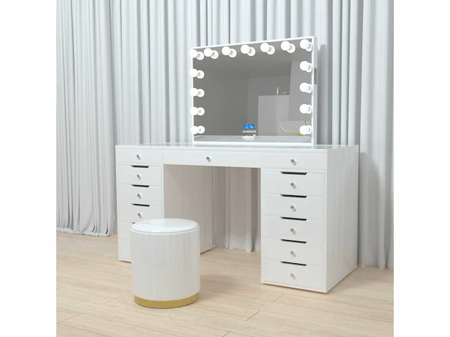 Vonato - glossy white - kaptafel met verlichting - dressing table - afbeelding 4 van  30