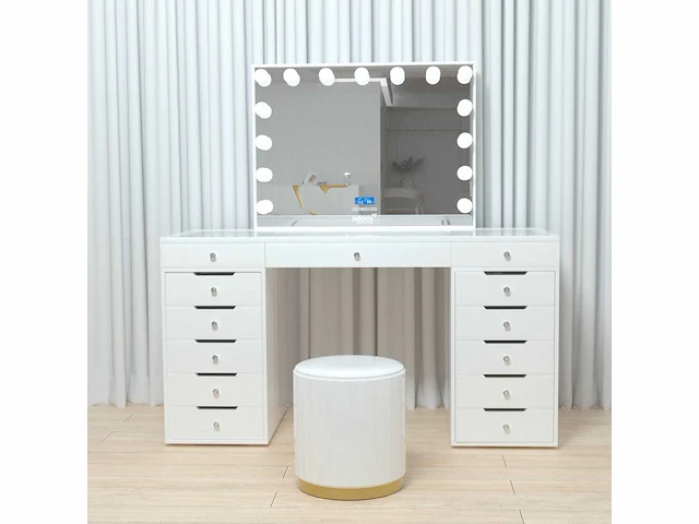 Vonato - glossy white - kaptafel met verlichting - dressing table - afbeelding 16 van  30