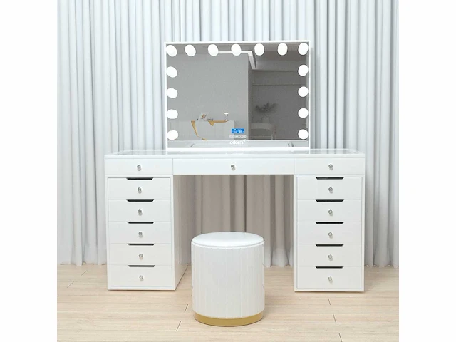 Vonato - glossy white - kaptafel met verlichting - dressing table - afbeelding 23 van  30