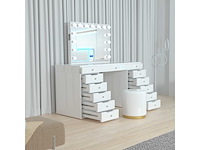 Vonato - glossy white - kaptafel met verlichting - dressing table - afbeelding 7 van  30