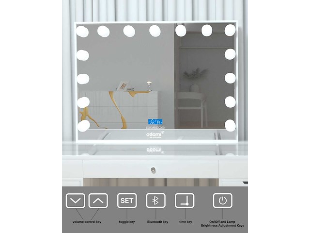 Vonato - glossy white - kaptafel met verlichting - dressing table - afbeelding 9 van  30