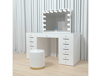 Vonato - glossy white - kaptafel met verlichting - dressing table - afbeelding 15 van  30