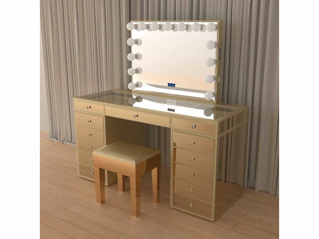 Vonato - gold - kaptafel met verlichting - dressing table - afbeelding 5 van  33