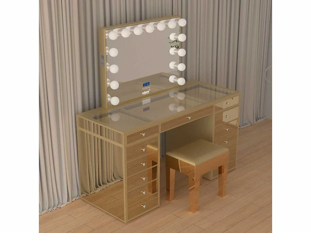 Vonato - gold - kaptafel met verlichting - dressing table - afbeelding 9 van  33