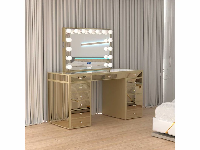 Vonato - gold - kaptafel met verlichting - dressing table - afbeelding 31 van  33