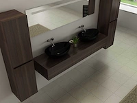 Vonato - luxury bl80 - badkamermeubelset 2-persoons 180 cm donker hout decor - afbeelding 2 van  4