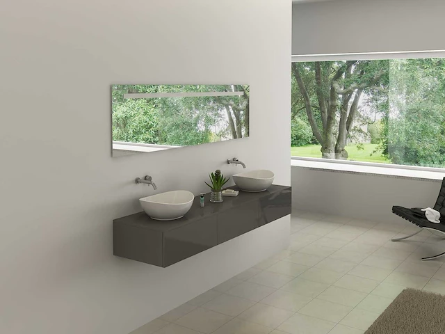 Vonato - luxury bl90 - badkamermeubelset 2-persoons 180 cm hoogglans antraciet - afbeelding 1 van  5