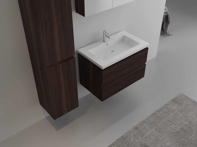 Vonato - premium 2 - badkamermeubelset 1-persoons 80 cm donker hout decor - afbeelding 4 van  4
