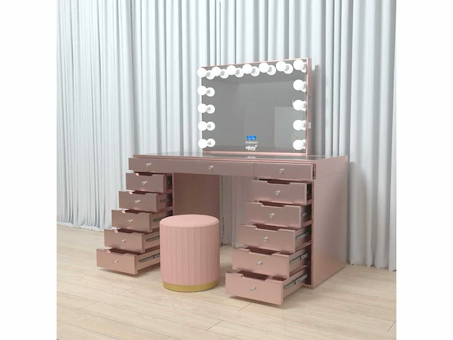 Vonato - rose - kaptafel met verlichting - dressing table - afbeelding 16 van  30