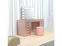 Vonato - rose - kaptafel met verlichting - dressing table - afbeelding 6 van  30