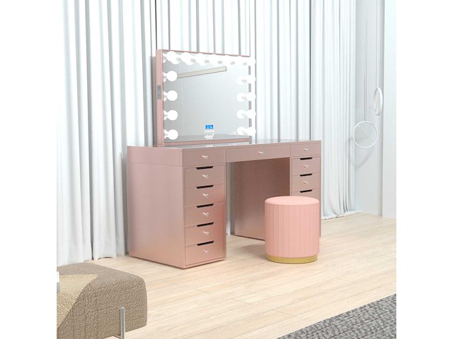 Vonato - rose - kaptafel met verlichting - dressing table - afbeelding 17 van  30