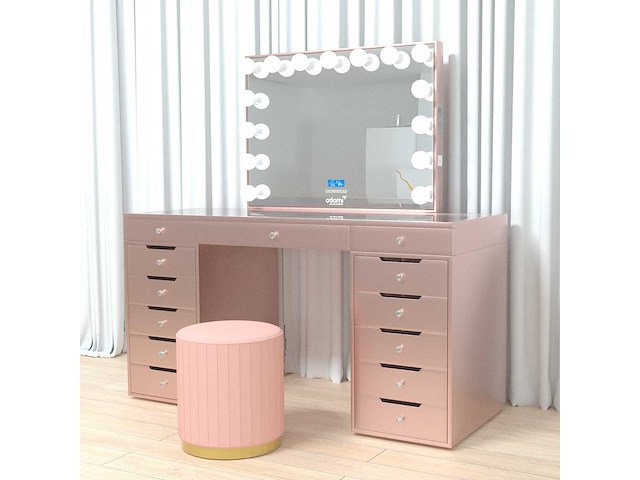 Vonato - rose - kaptafel met verlichting - dressing table - afbeelding 12 van  30