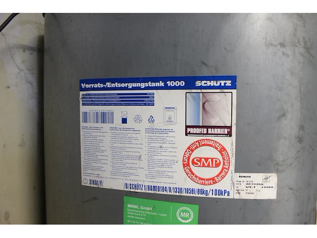 Voorraadtank 1000 lt met tankslang. bouwjaar 2020. 100 x 70 x 155 cm - afbeelding 3 van  4