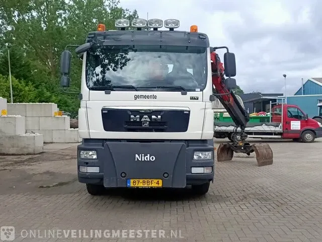 Vrachtwagen man, tgm 18.250 4x2 bl eev - kraan hmf met grijper en container lift systeem, bouwjaar 2012 | 143862 km | 87-bbf-4 - afbeelding 6 van  43