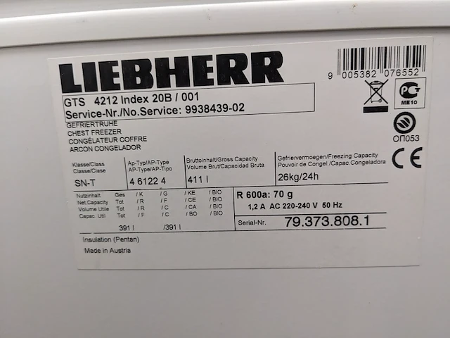 Vrieskast a++, liebherr, gts4212 - afbeelding 6 van  7
