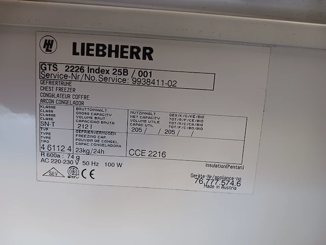 Vrieskist liebherr, gts2226 - afbeelding 8 van  9