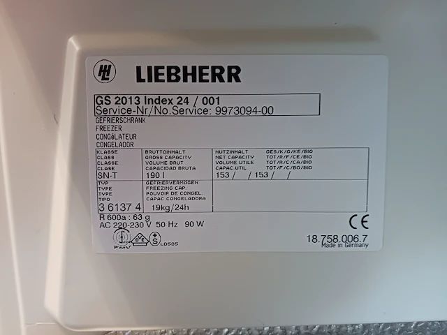 Vriezer 5 lades liebherr, gs2013 - afbeelding 7 van  7