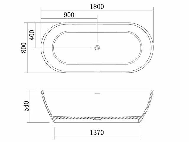 Vrijstaand bad - solid surface - mat zwart - afbeelding 3 van  4