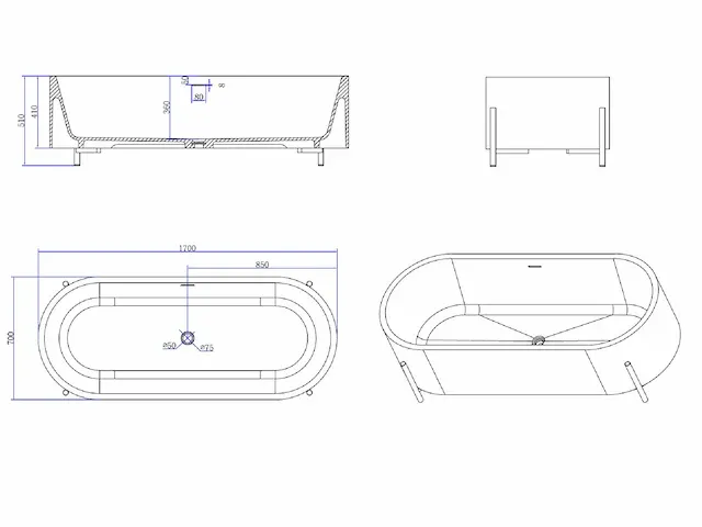 Vrijstaand bad - solid surface - nevil (in 3 kleuren beschikbaar) - afbeelding 9 van  17