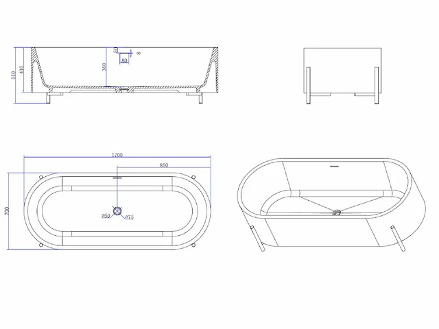 Vrijstaand bad - solid surface (beschikbaar in 3 kleuren) - afbeelding 20 van  21