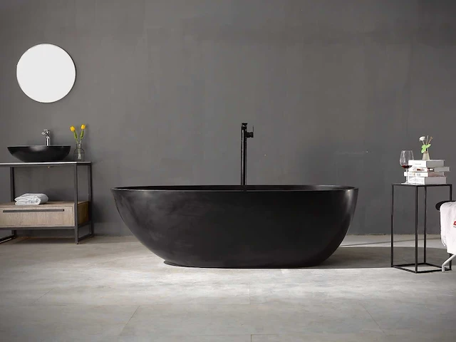 Vrijstaand bad solid surface mat zwart - afbeelding 1 van  5