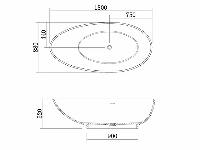 Vrijstaand bad solid surface - afbeelding 7 van  8
