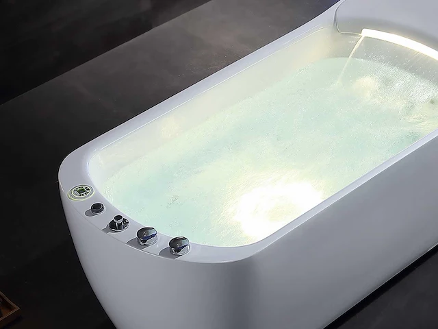 Vrijstaand design massagebad - waterval - glans wit - afbeelding 3 van  22