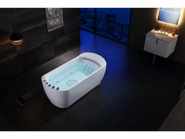 Vrijstaand design massagebad - waterval - glans wit - afbeelding 16 van  22