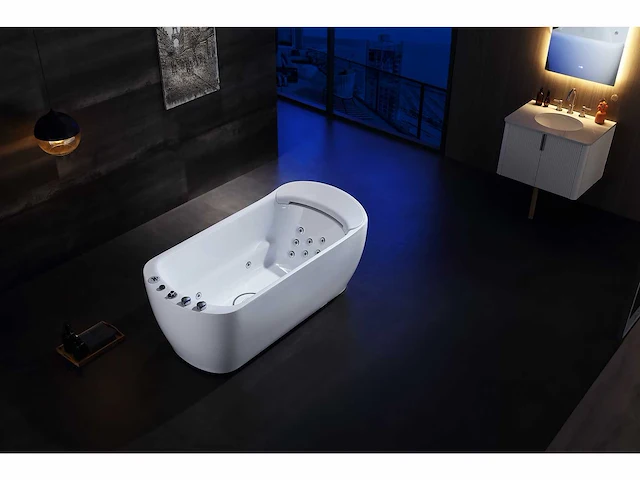 Vrijstaand design massagebad - waterval - glans wit - afbeelding 17 van  22