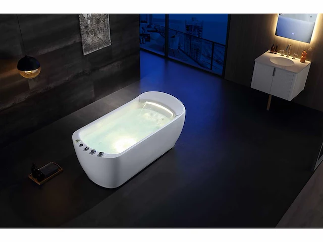 Vrijstaand design massagebad - waterval - glans wit - afbeelding 19 van  22