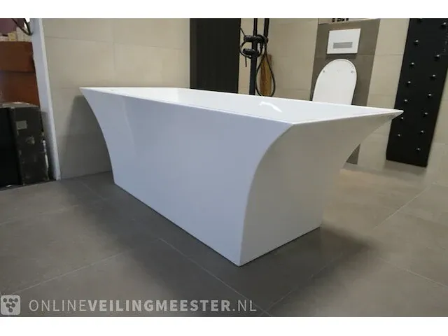 Vrijstaand ligbad t.s. squaro, hoogglans wit - afbeelding 2 van  9