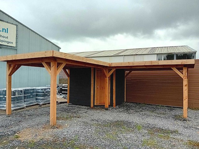 Vrijstaande hoekoverkapping met berging 600x600x257cm - afbeelding 2 van  13