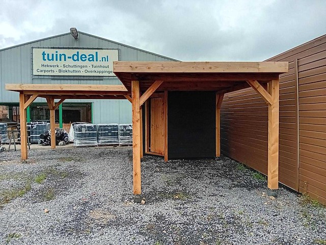 Vrijstaande hoekoverkapping met berging 900x600x257cm - afbeelding 5 van  13