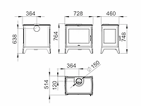 Vrijstaande houthaard 3 zijdig glas 14 kw burry / gietijzer - afbeelding 2 van  7