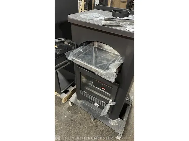 Vrijstaande houthaard met oven / koookplaatjes bronpi, monza - afbeelding 12 van  14