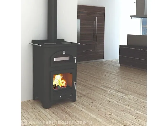 Vrijstaande houthaard met oven / koookplaatjes bronpi, monza - afbeelding 2 van  14
