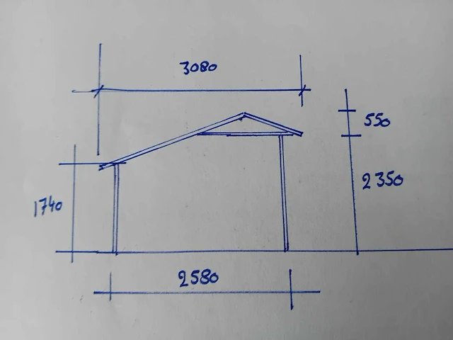 Vrijstaande kapschuur constructie 420x309x290cm - afbeelding 5 van  5