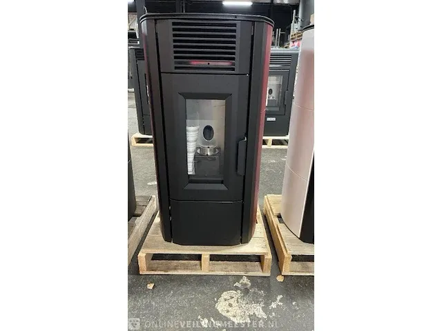 Vrijstaande pellethaard 8,5 kw, eswo 115, bordeaux - afbeelding 2 van  6