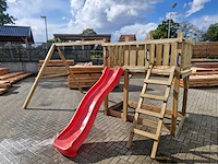 Vrijstaande speeltoren met schommel en glijbaan 410x300x200 cm - afbeelding 2 van  6