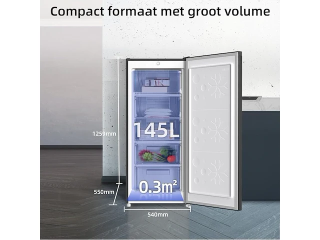 Vrijstaande vriezer 145 liter 5 lades chiq, fsd160d4e - afbeelding 2 van  3