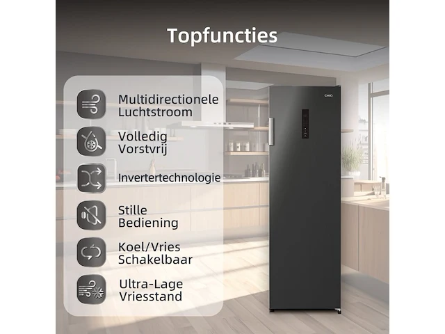 Vrijstaande vriezer 206 liter digi. display 2025 chiq, csd206neid - afbeelding 4 van  7