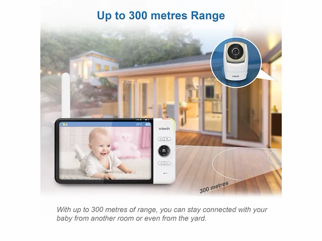 Vtech babymonitor vm919 hd-videobabyfoon met groothoekcamera 360° panoramisch zicht, hd-video, helder geluid, 7" lcd-kleurenscherm - afbeelding 2 van  4
