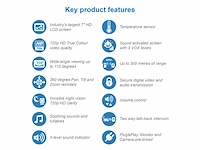 Vtech babymonitor vm919 hd-videobabyfoon met groothoekcamera 360° panoramisch zicht, hd-video, helder geluid, 7" lcd-kleurenscherm - afbeelding 3 van  4