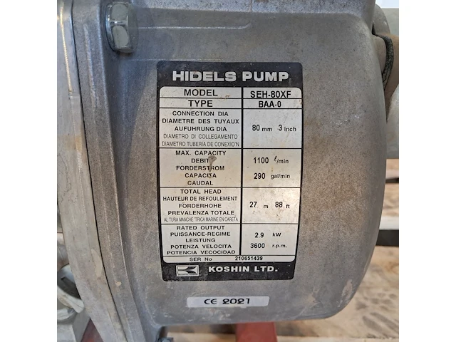Vuilwaterpomp 54m³ benzine, koshin, seh-80x, 2021 - afbeelding 3 van  11