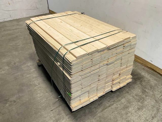 Vuren blokhutprofiel mes- en groef 149x14,5x2,8 cm (80x) - afbeelding 1 van  8