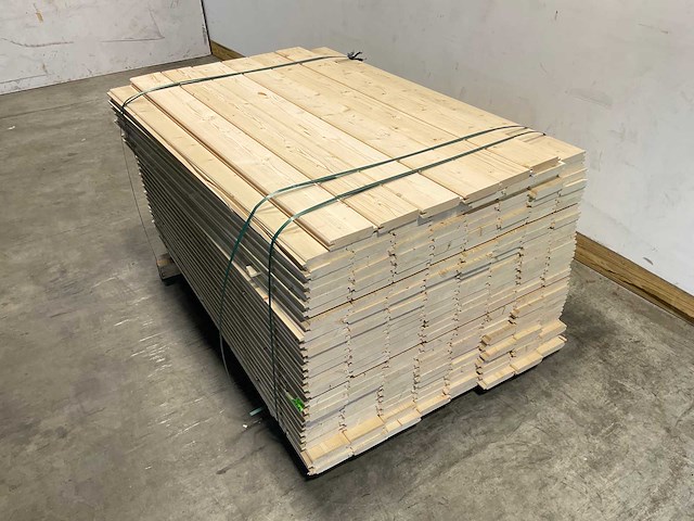 Vuren blokhutprofiel mes- en groef 149x14,5x2,8 cm (80x) - afbeelding 1 van  8