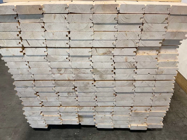 Vuren blokhutprofiel mes- en groef 149x14,5x4,5 cm (81x) - afbeelding 6 van  7